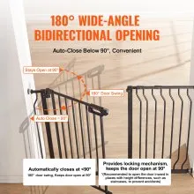 VEVOR Baby Gate, 29.5"-48.4" Extra Wide, 30" High, Dog Gate for Stairs Doorways and House, Easy Step Walk Thru Auto Close Child Gate Pet Security Gate with Pressure Mount Kit and Wall Mount Kit, Black