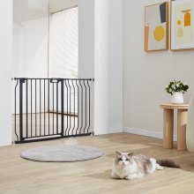 VEVOR Baby Gate, 29.5"-48.4" Extra Wide, 30" High, Dog Gate for Stairs Doorways and House, Easy Step Walk Thru Auto Close Child Gate Pet Security Gate with Pressure Mount Kit and Wall Mount Kit, Black