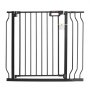 VEVOR baby gate with black metal frame and secure latch door.