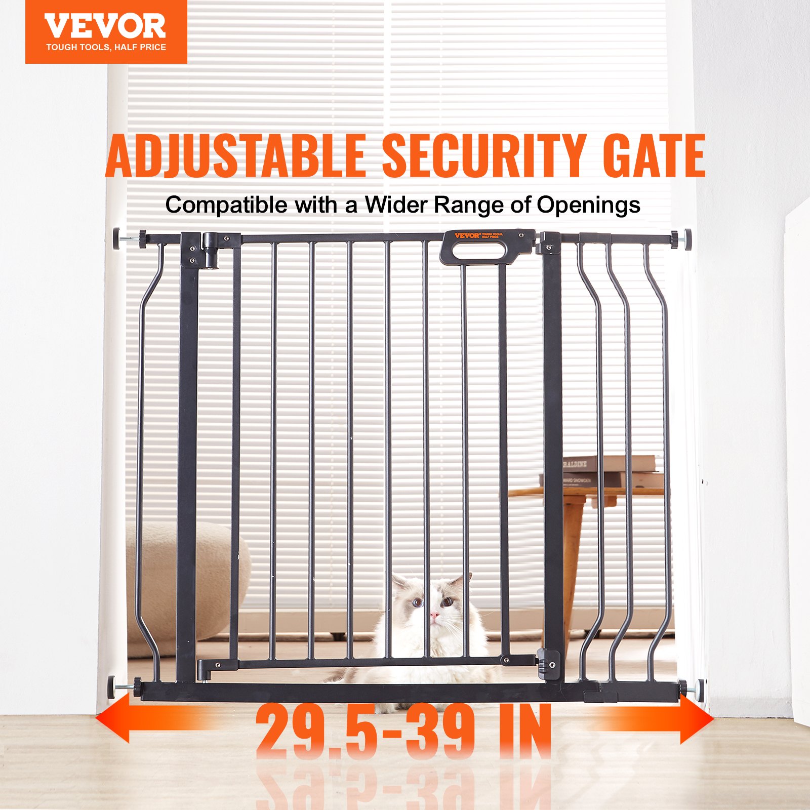 VEVOR Baby Gate, 749-990 mm Extra Wide, 762 mm High, Dog Gate for Stairs Doorways and House, Easy Step Walk Thru Auto Close Child Gate Pet Security Gate with Pressure Mount Kit & Wall Mount Kit, Black