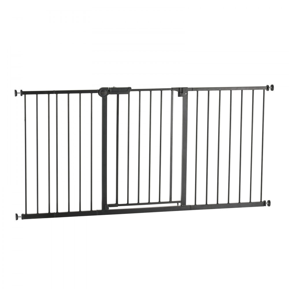 VEVOR Baby Gate, 60.6-63.3 Inches Adjustable Width, 30 Inches High Dog Gate, Easy Step Walk Thru, for Child Pet Security, Pressure Mount Kit, Wall Cups, One-Hand Open, for Stairs and Doorways, Black