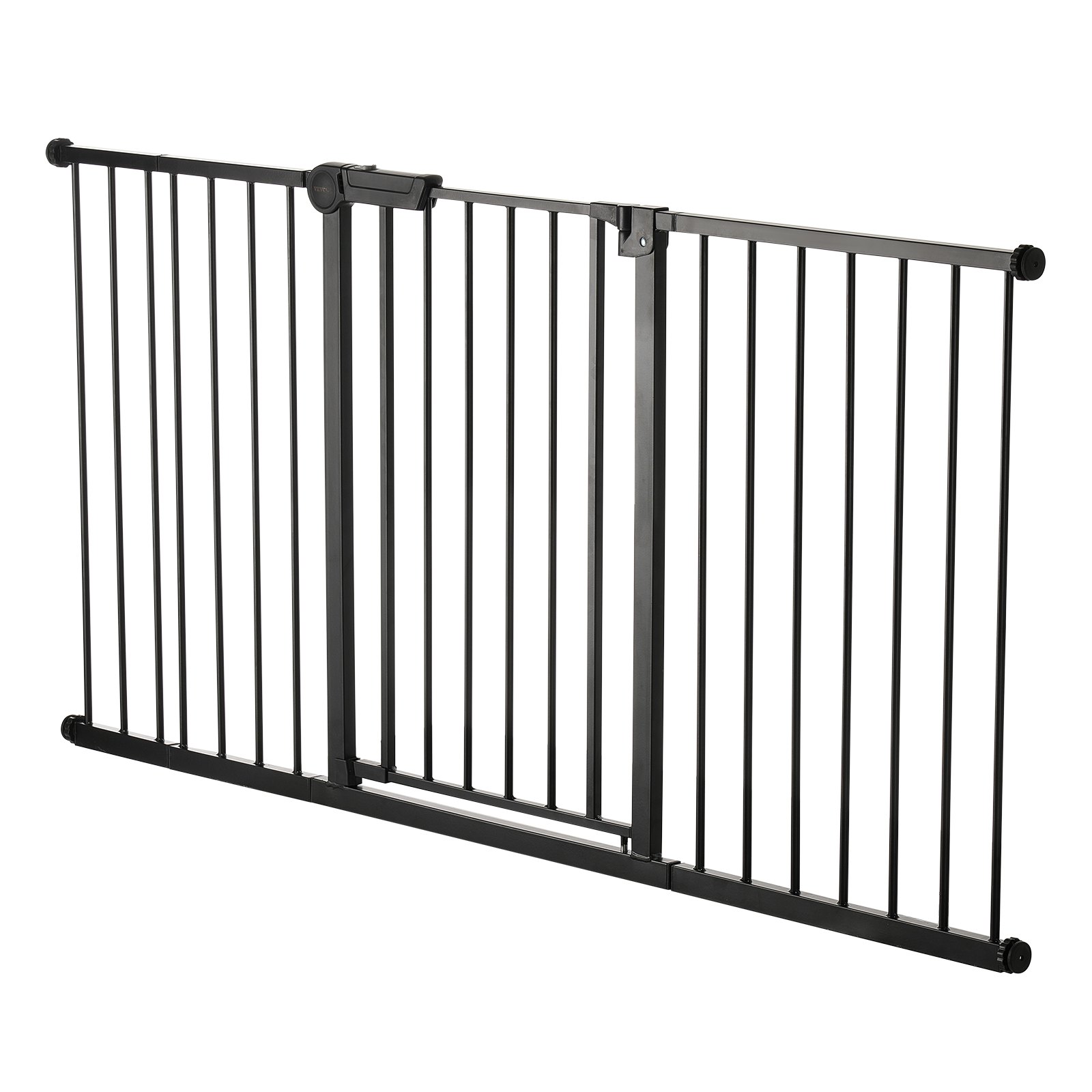 VEVOR Baby Gate, 60.6-63.3 Inches Adjustable Width, 30 Inches High Dog Gate, Easy Step Walk Thru, for Child Pet Security, Pressure Mount Kit, Wall Cups, One-Hand Open, for Stairs and Doorways, Black