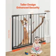 Baby Gate 26-40 Inches Adjustable Width 36 Inches High Dog Gate Black