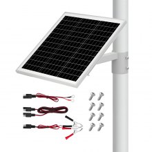 VEVOR 20W 12V Solar Panel Battery Charger, Solar Battery Trickle Charger Maintainer with Built-in Controller & Pole Mount Bracket, IP65 Waterproof for Gate Fence Farm Lawn (Fits 1.57" - 2.68" Poles)