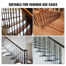VEVOR Aluminum Alloy Baluster Shoes Stair Flat Shoe with Screw Holes for 1/2 Inch Square Scroll Basket Twist Knuckle Staircase Balusters Metal Spindle Railing, Satin Black (50 Pcs)