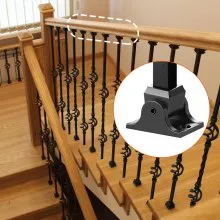 VEVOR Aluminum Alloy Baluster Shoes Square Balusters Baluster Wrought Spindles for Staircase Slant Shoes with Screw Holes for  1/2 Inch Staircase Balusters, Black (50 Pcs)(Screws Sold Separately)
