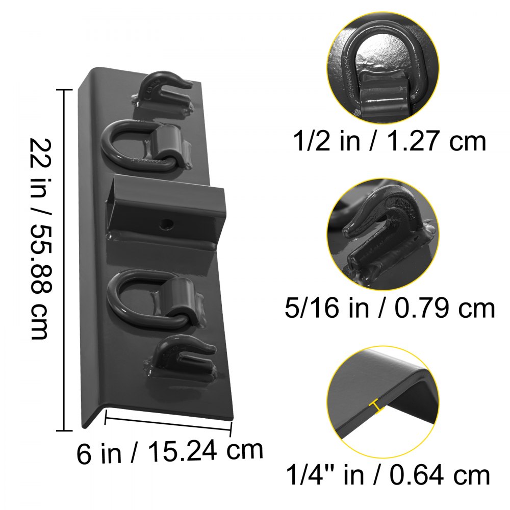 VEVOR Tractor Weld on Hooks, 1/4" Compact Weld on Grab Hooks, 4700LBS G70 Forged Heavy-Duty Bolt on Hooks for Tractor Bucket with 1/2" Shackles, Work Well for Tractor Bucket, RV, UTV, Truck