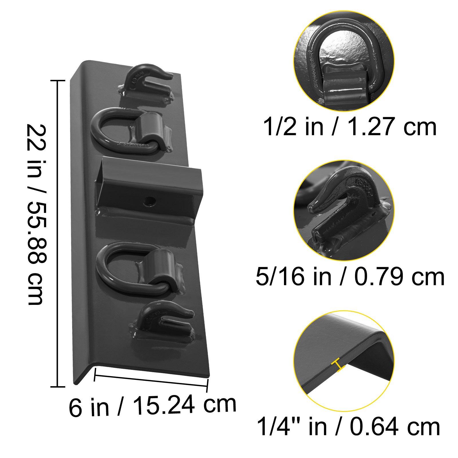 VEVOR Tractor Weld on Hooks, 1/4" Compact Weld on Grab Hooks, 4700LBS G70 Forged Heavy-Duty Bolt on Hooks for Tractor Bucket with 1/2" Shackles, Work Well for Tractor Bucket, RV, UTV, Truck
