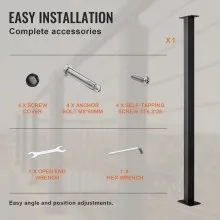 VEVOR Cable Rail Post Level Deck Stair Post 36 x 1.5 x 1.5" Cable Handrail Post Stainless Steel Brushed Finishing Deck Railing DIY Picket Without Hole Stair Railing Kit with Mount Bracket Black