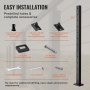 VEVOR Cable Railing Post, 42" x 1" x 2" Steel Horizontal Hole Deck Railing Post, 13 Pre-Drilled Holes, SUS304 Stainless Steel Cable Rail Post with Horizontal and Curved Bracket, LGZH106.72.55CQ93V0
