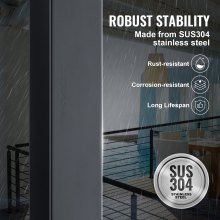 VEVOR Cable Rail Post Level Deck Stair Post 42 x 1.97 x 1.97" Cable Handrail Post Stainless Steel Brushed Finishing Deck Railing DIY Picket Without Hole Stair Railing Kit with Mount Bracket Black