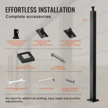 VEVOR Cable Rail Post,  42 x 1.97 x 1.97", Level Deck Stair Post, Cable Handrail Post Stainless Steel Brushed Finishing Deck Railing DIY Picket Without Hole Stair Railing Kit With Mount Bracket Black