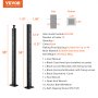 VEVOR cable railing post specifications and parts list in black color.