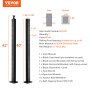 VEVOR cable railing post, 42" and 40", black, 12 holes, sus304 stainless steel.