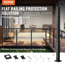 VEVOR Cable Railing Post 42x2x2in Horizontal Hole Deck Railing Post Black 1-Pack