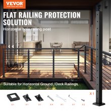 VEVOR Cable Railing Post, 42" x 2" x 2" Steel Horizontal Hole Deck Railing Post, 12 Pre-Drilled Holes, SUS304 Stainless Steel Cable Rail Post with Horizontal and Curved Bracket, LGZHYK106.7555CQAV0