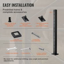 VEVOR Cable Railing Post, 42" x 2" x 2" Steel Horizontal Hole Deck Railing Post, 12 Pre-Drilled Holes, SUS304 Stainless Steel Cable Rail Post with Horizontal and Curved Bracket, LGZHYK106.7555CQAV0