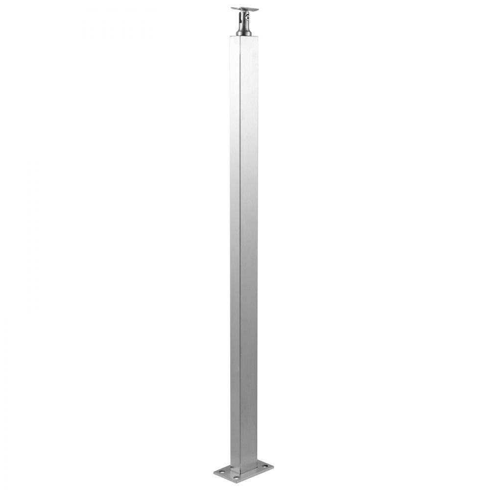 VEVOR Cable Railing Post Level Deck Stair Post 36 x 1.97 x 1.97" Cable Handrail Post Stainless Steel Wire Drawing Deck Railing DIY Picket Without Hole Stair Railing Kit with Mount Bracket Silver