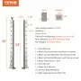 VEVOR Cable Railing Post, 36" x 1" x 2" Steel Horizontal Hole Deck Railing Post, 11 Pre-Drilled Holes, SUS304 Stainless Steel Cable Rail Post with Horizontal and Curved Bracket, LGZYY91.42.551C3JV0