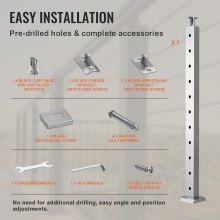 VEVOR Cable Railing Post 36x1x2in Horizontal Hole Deck Railing Post Silver 1Pack