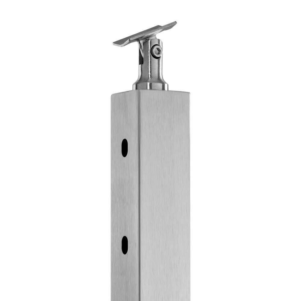 stainless steel VEVOR cable railing post with bracket and holes.