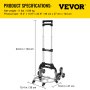 VEVOR Stair Climbing Cart, 15.4\" x 10.6\" Folding Hand Truck, 176 LBS Weight Capacity Aluminum Alloy Hand Cart with 10 Crystal Castors Suitable for Carry Luggage, Shopping Groceries, Transport Goods