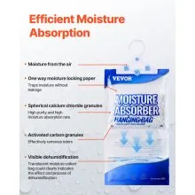 VEVOR Hanging Moisture Absorber, 9.3 oz Hanging Closet Dehumidifier Bags(10 Packs), Fragrance Free Moisture Bags in Wardrobes, Bedrooms, Bathrooms