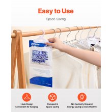 VEVOR Hanging Moisture Absorber, 9.3 oz Hanging Closet Dehumidifier Bags(10 Packs), Fragrance Free Moisture Bags in Wardrobes, Bedrooms, Bathrooms