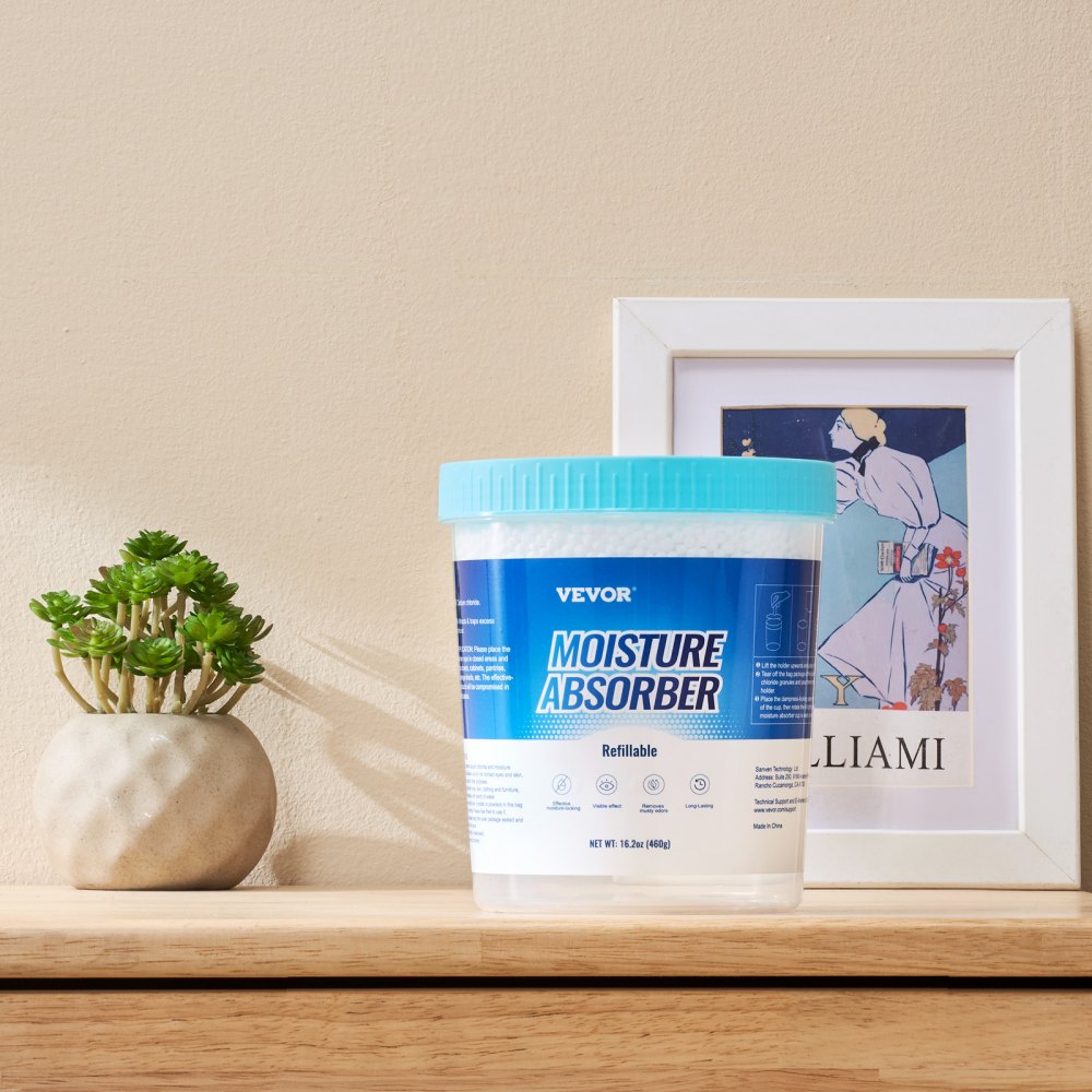 Cubo absorbente de humedad VEVOR (2 unidades, 16.2 oz) de alta capacidad con capacidad de 800 ml y cubo exterior reutilizable para uso prolongado. Absorbente de humedad sin fragancia para un aire más fresco.