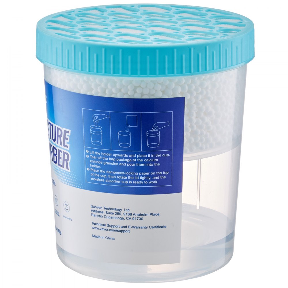 Cubo absorbente de humedad VEVOR (2 unidades, 16.2 oz) de alta capacidad con capacidad de 800 ml y cubo exterior reutilizable para uso prolongado. Absorbente de humedad sin fragancia para un aire más fresco.