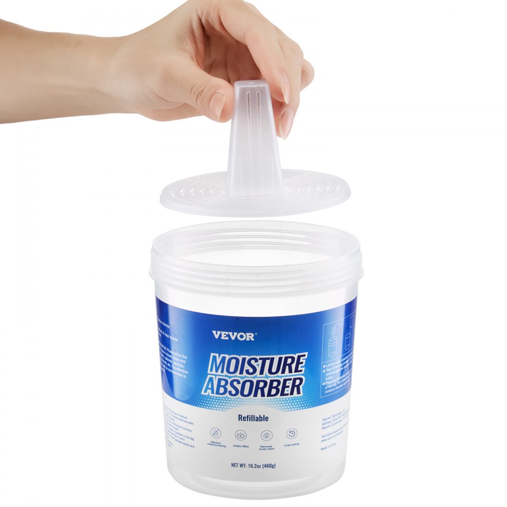 Cubo absorbente de humedad VEVOR (2 unidades, 16.2 oz) de alta capacidad con capacidad de 800 ml y cubo exterior reutilizable para uso prolongado. Absorbente de humedad sin fragancia para un aire más fresco.