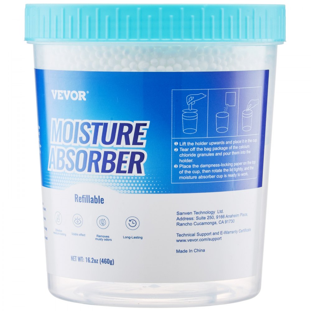Cubo absorbente de humedad VEVOR (2 unidades, 16.2 oz) de alta capacidad con capacidad de 800 ml y cubo exterior reutilizable para uso prolongado. Absorbente de humedad sin fragancia para un aire más fresco.