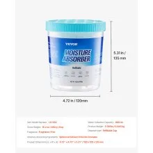 VEVOR Moisture Absorber Bucket, 2 Packs 16.2 oz Hi-Capacity Moisture Absorber Bucket with 800ml Storage Area & Reusable Outer Bucket for Long-Term Use, Fragrance Free Moisture Absorber for Fresher Air