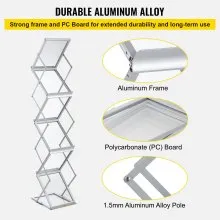VEVOR Literature Rack, 6 Pockets, Pop up Aluminum Magazine Rack, Lightweight Catalog Holder Stand w/ Carrying Bag for Living Room, Hotel, Trade Show, Exhibition, Office