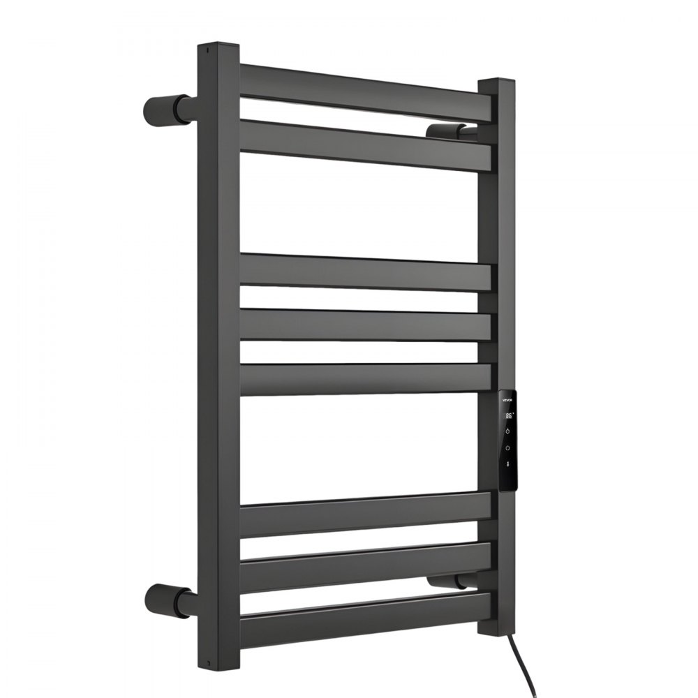VEVOR Heated Towel Warmer Rack for Bathroom Electric Wall Mounted 8 Bars, Aluminum Alloy Towel Warmer, Overheat Protection, with Touch Screen, 1-24H Timer, 32 to 131°F Adjustable, IPX4 Waterproof