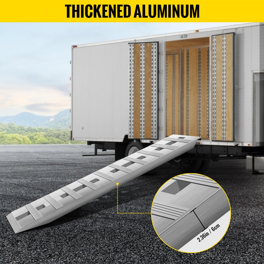 VEVOR 60" x 12" Aluminum Trailer Ramps 6000LBS Total Beavertail Hook End 1 Pair 2 Ramps