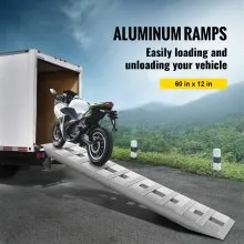 VEVOR 60''x12'' Aluminum Ramps 6500Lbs Car Trailer Truck 1 Pair Ramps Hook End