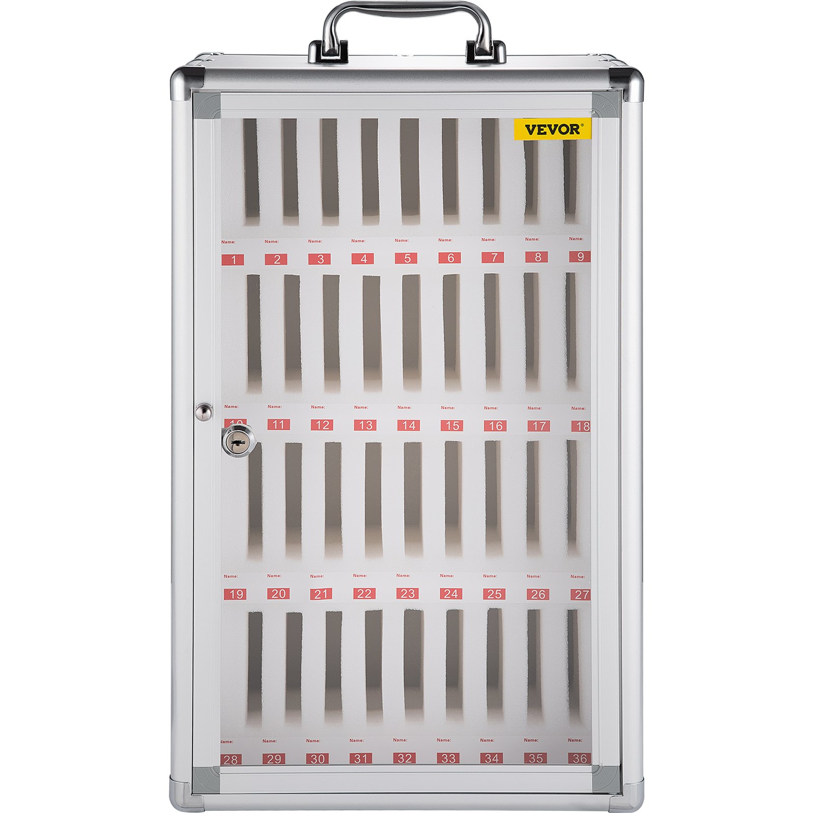 VEVOR Cell Phone Storage Cabinet, 36 Slots, Aluminum Alloy Pocket Chart Storage Locker Box with Portable Handle, Key Lock & Handwritten Tags, Wall Mounted for Classroom, Office, Gym