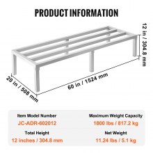 Newly Upgraded！VEVOR Aluminum Dunnage Rack Stationary Dunnage Rack 60” x 20” x 12” Storage Rack