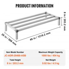 Newly Upgraded！VEVOR Aluminum Dunnage Rack Stationary Dunnage Rack 48” x 20” x 8” Storage Rack