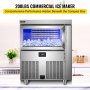 VEVOR 110V Commercial Ice Maker 200LBS/24H, Stainless Steel Under Counter Ice Machine with 100LBS Storage, 80PCS Clear Cube, Auto Operation, Blue Light, Include Water Filter, 2 Scoops, Connection Hose