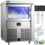 VEVOR Commercial Ice Maker, 300LB/24H Commercial Ice Machine, Stainless Steel Automatic Ice Maker w/ 100LB Storage, 108 PCs Plate, Brand Compressor, Control Panel, Blue Light, Drain Pipe, Filter Scoop