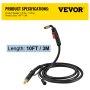VEVOR 100Amp 10Ft Mig Welding Gun fit for Lincoln Welding Torch Stinger Replacement fit for Lincoln Magnum 100L (K530-6) fit 0.024-0.031 Inch Wire