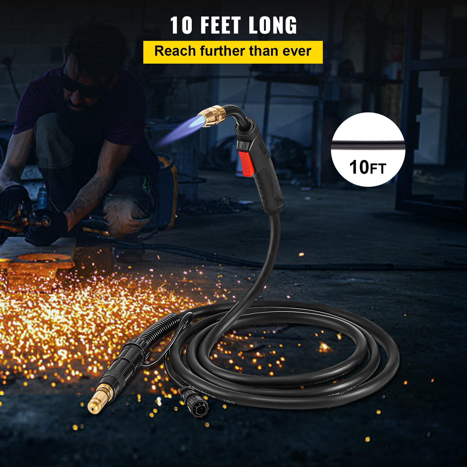 VEVOR 100Amp 10Ft Mig Welding Gun fit for Lincoln Welding Torch Stinger Replacement fit for Lincoln Magnum 100L (K530-6) fit 0.024-0.031 Inch Wire