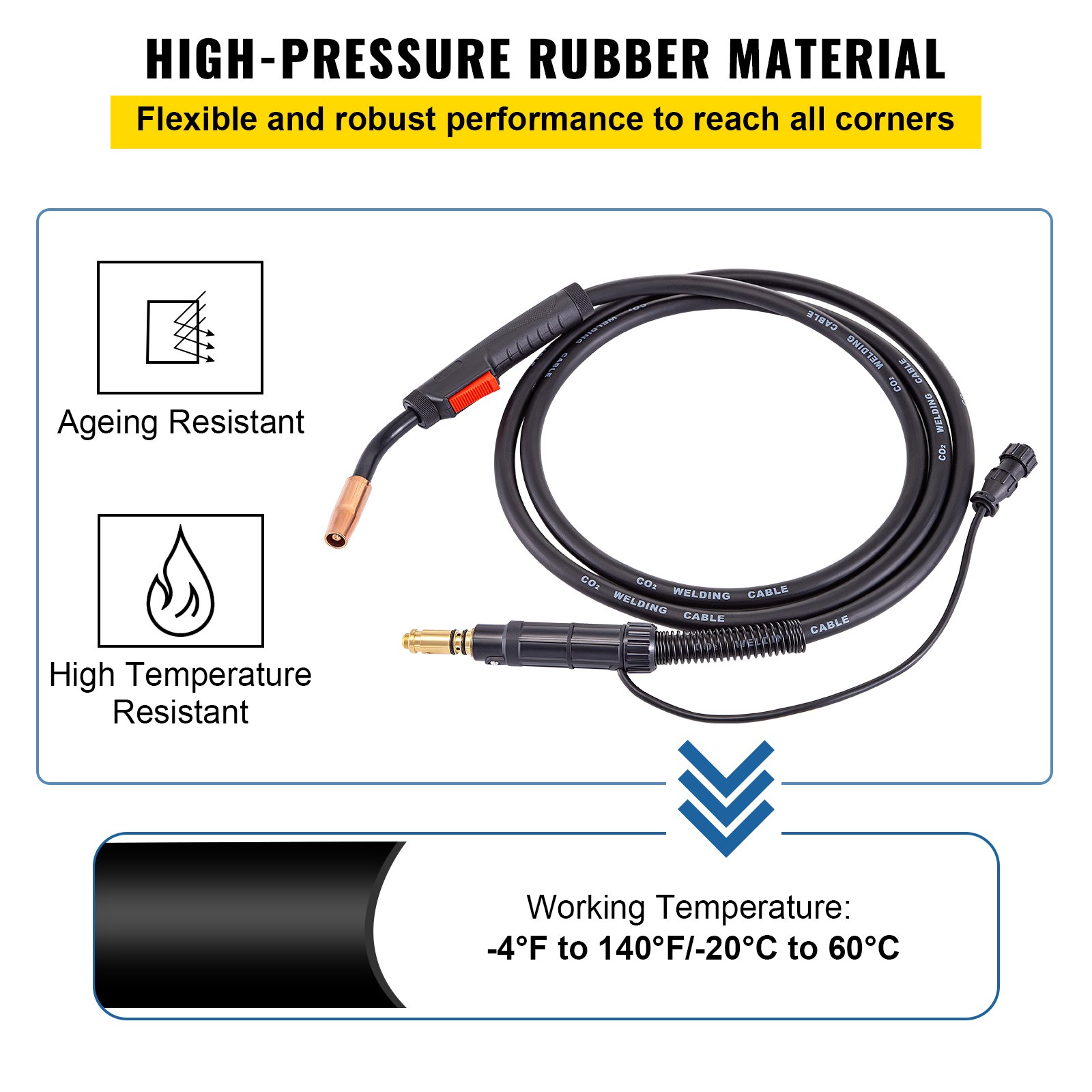 VEVOR 100Amp 10Ft Mig Welding Gun fit for Lincoln Welding Torch Stinger Replacement fit for Lincoln Magnum 100L (K530-6) fit 0.024-0.031 Inch Wire