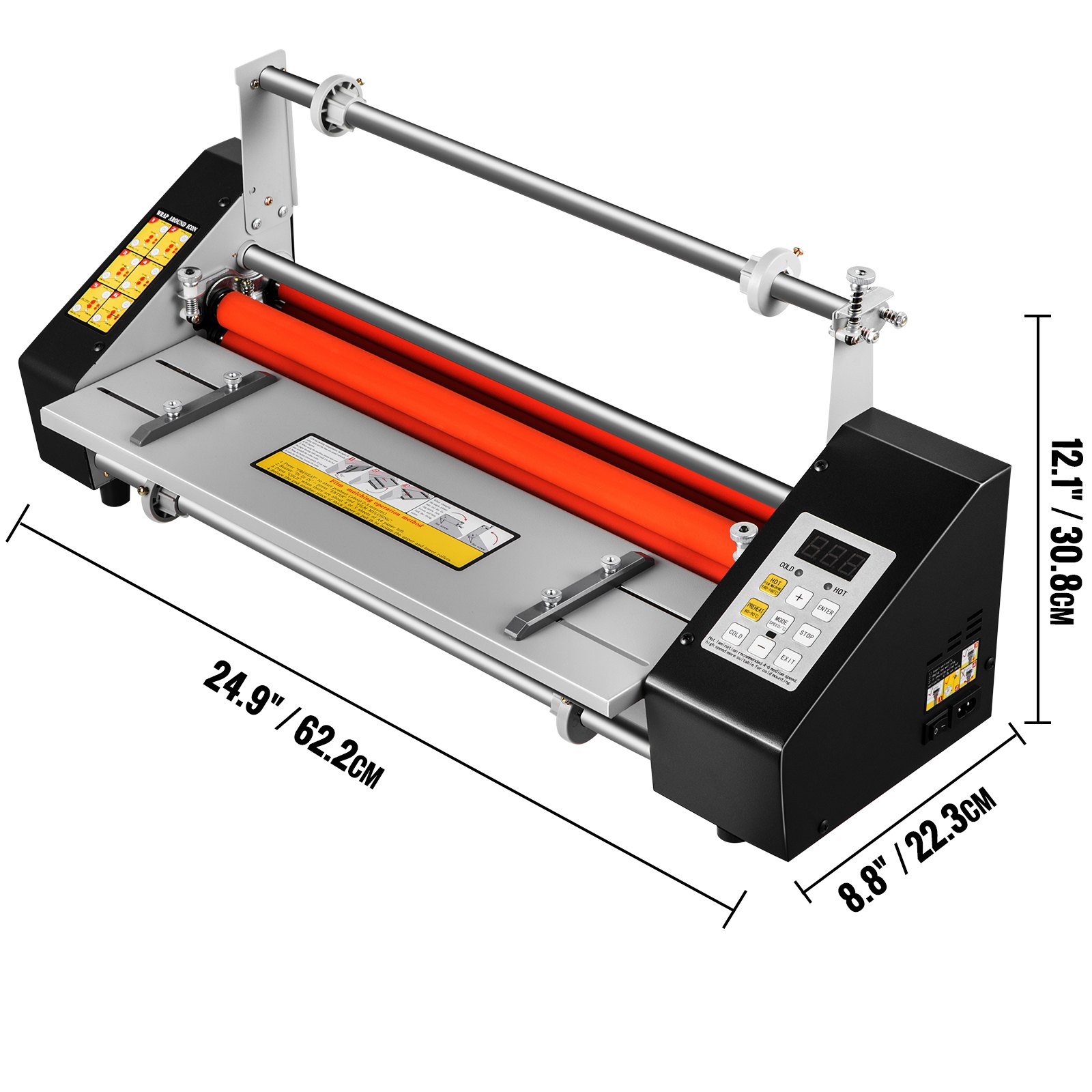 VEVOR 45cm Roll Laminator Speed Adjust Four Roller Hot Cold Laminating Machine