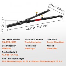 VEVOR Tow Bar Bumper Mount Tow Bar 10000 lbs Fits 2-inch Connector with Ropes