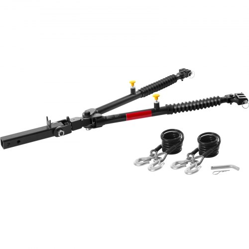 VEVOR Tow Bar, 10000 lbs Towing Capacity with Ropes, Powder-Coating Alloy Steel Bumper-Mounted Universal Towing Bar with Max 52 inches Telescopic Rod, Fits 2-inch Connector, for RV Car Trailer Truck