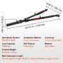 VEVOR tow bar, 2-inch connector, alloy steel, load capacity 10000 lbs, telescopic rod, dimensions provided.