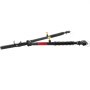 VEVOR tow bar with adjustable arms, yellow locking pins, and rubber covers on white background.